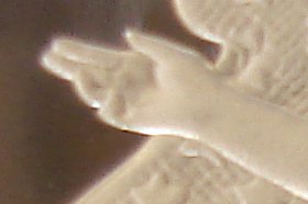 Close up of the hand on a 2008 American Silver Eagle Proof