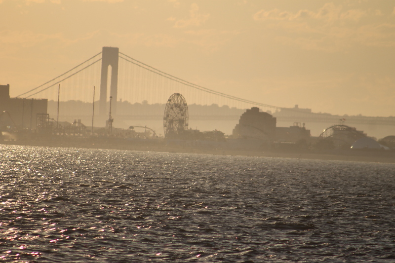 Verazzanno Bridge from the waters off of Brighton Beach and Coney Island