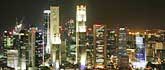 The Singapore skyline pictured at night